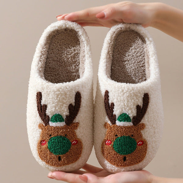 Christmas Elk Cotton Slippers