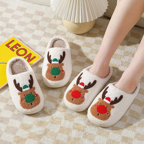 Christmas Elk Cotton Slippers