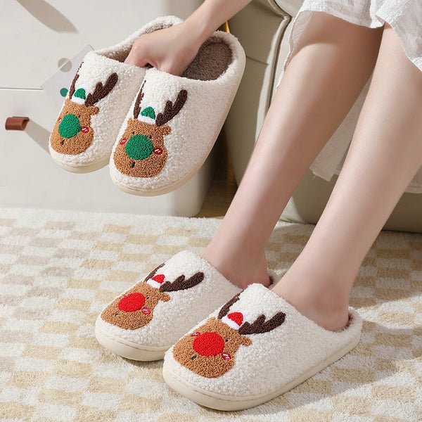 Christmas Elk Cotton Slippers