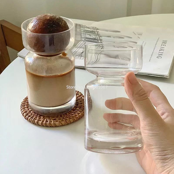 Transparent Glass Mug Saturn Coffee Latte Cup Summer Iced Coffee Milk Beer Cola Juice Tumbler Transparent Drinking Handmade Mug