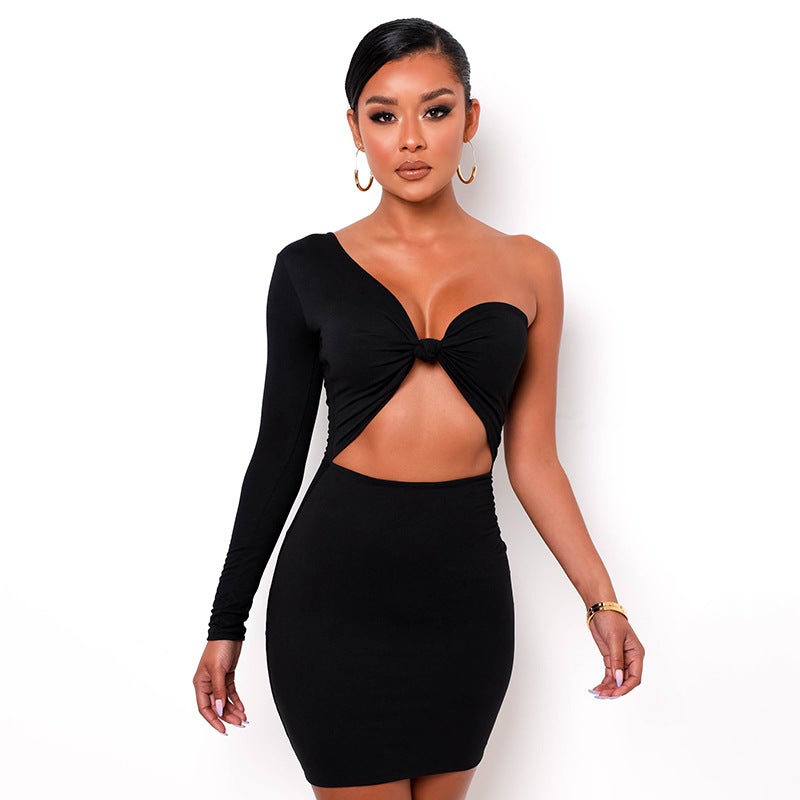 Black One Shoulder Dress - ElaCo