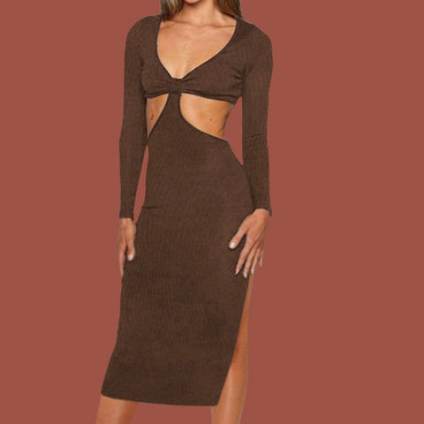 Elegant Brown Dress- ElaCo