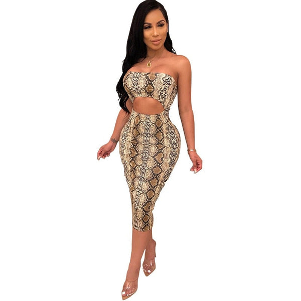 Snakeskin Print Dress ElaCo